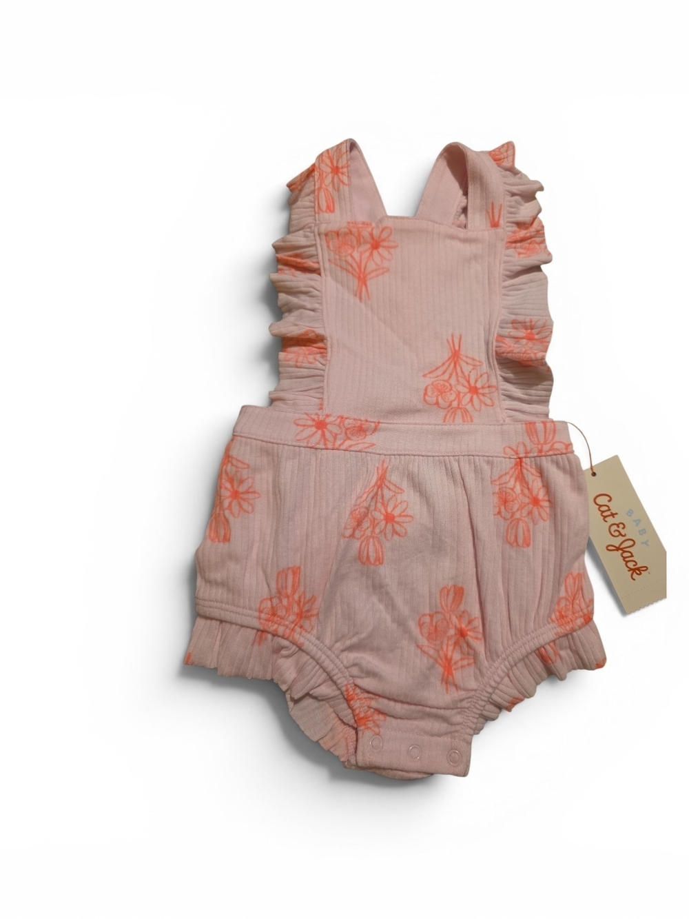 Cat & Jack Floral Ruffle Rompers - Pink & Cream - Picture 2 of 3